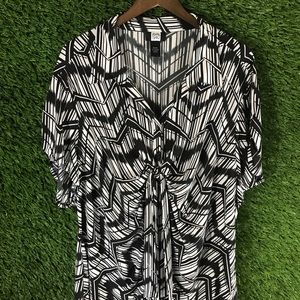 Studio 1940 Women’s 30/32 Black And White Tie Belt Ladies Blouse Button Up
